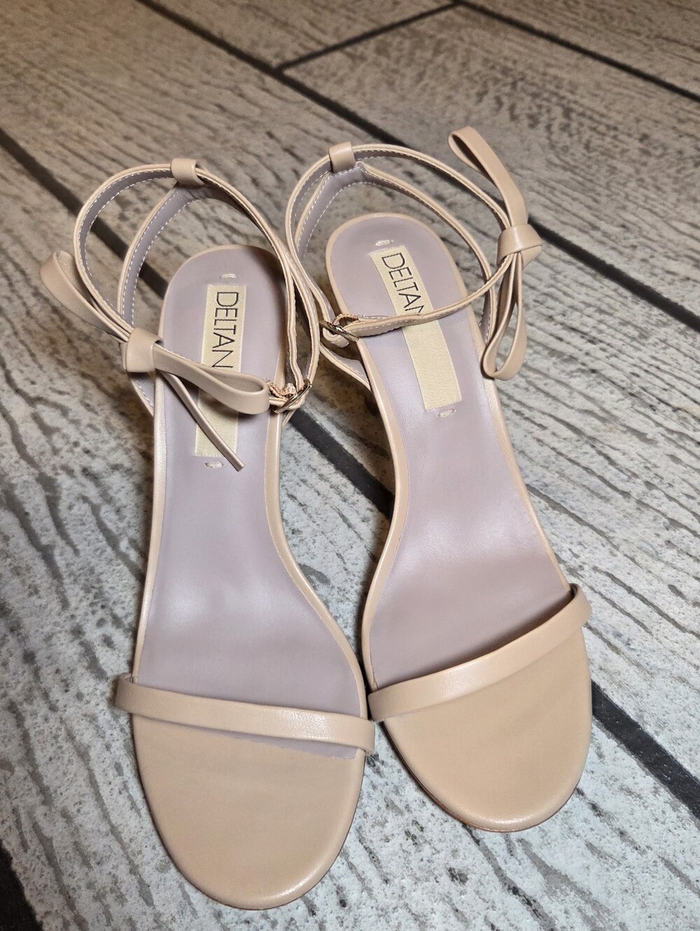 Deltan Nude Ankle-Tie Minimalist Heel
